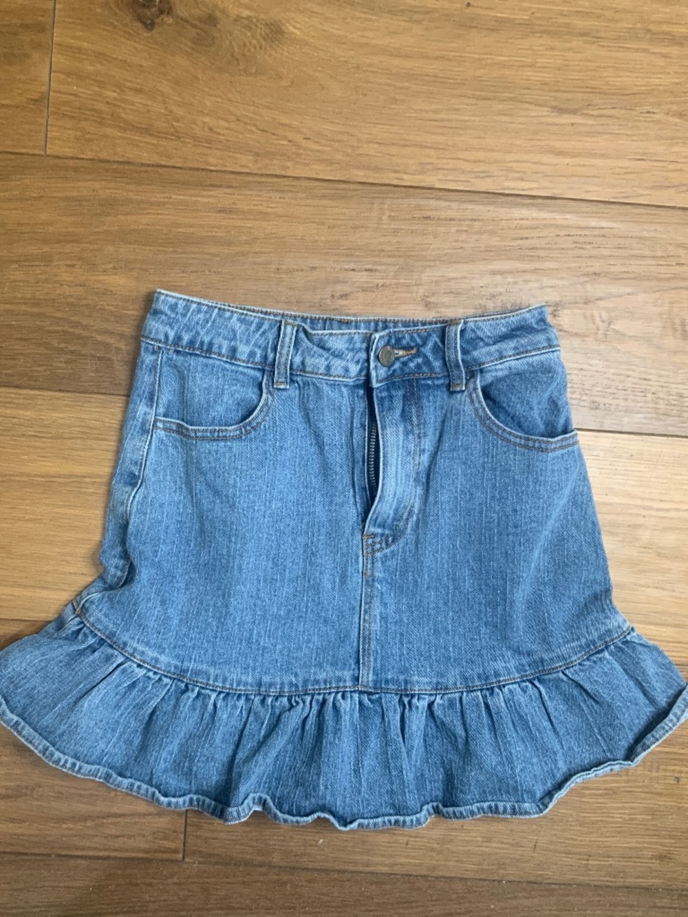 Brandy Melville J. Galt Jean Skirt with Ruffle